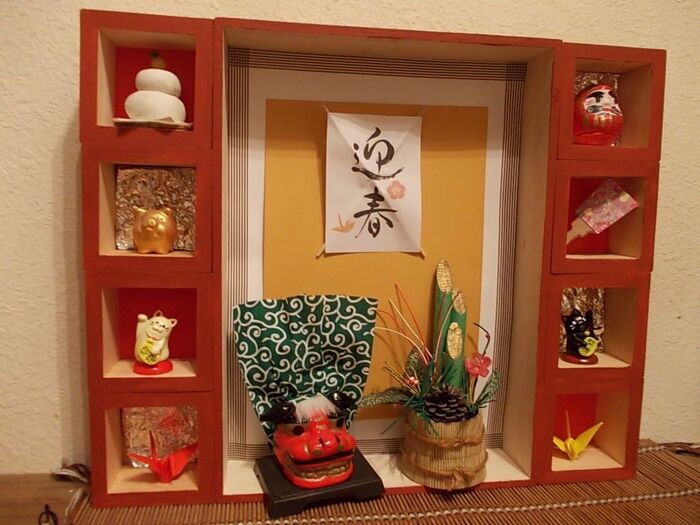 簡単DIY! 100均素材×木製空箱×枡で作る★お正月飾り