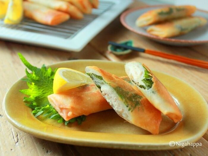 味付け不要!フライパンで簡単、ささ身チーズ春巻き♬