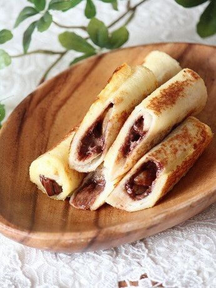 チョコとバナナのロールアップフレンチトースト