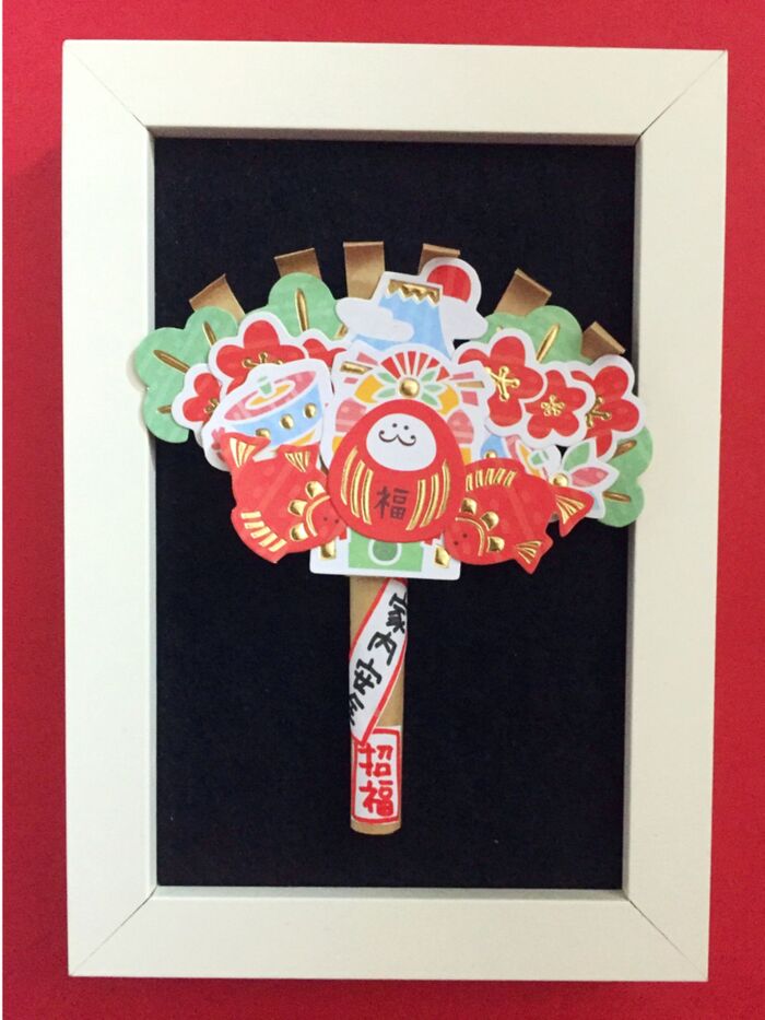 セリアのシールとポチ袋1枚で簡単だけどちょっぴり豪華なミニチュア縁起熊手!