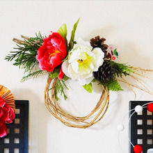 あまりもの集めて♪簡単しめ縄風リース