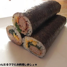 子供が喜ぶ~デミグラハンバーグの簡単恵方巻き♪