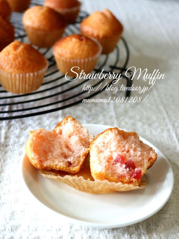 贅沢いちご尽くし♡ストロベリーマフィンのレシピ