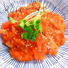 簡単1分おつまみ♡旨辛!イカそうめんのピリ辛ユッケ風