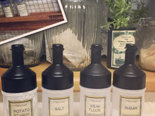 セリアのオイルボトルをラベリングして♪小麦粉などの調味料収納に