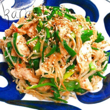 レンジで簡単6分♡ささみとニラもやしのピリ辛和え