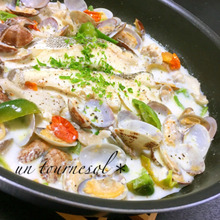 10分で簡単‼美肌効果にオススメ☆たらとアサリのミルクパッツァ