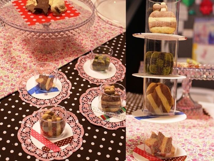 しましま&チェックのクッキータワー♡コースター&カップで