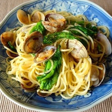 あさりと菜の花のぺペロンチーノ