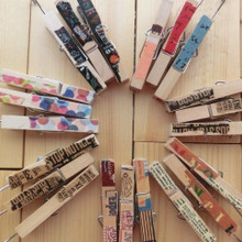 超簡単リメイク!ダイソー木製ピンチに破いて・貼ってデコパージュ♪