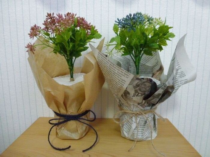 ダイソーの造花×クリアカップで！簡単、鉢植え風ラッピング