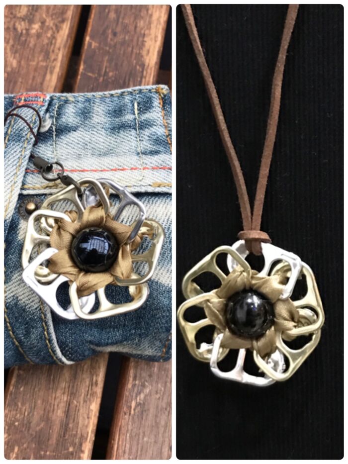 空き缶のプルタブをオシャレにアレンジ♡お花のストラップとネックレス