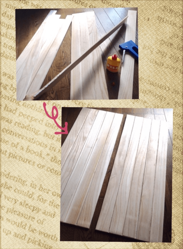 すのこをバラし、5枚ずつ繋ぐ*