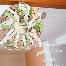 100均造花&リボン♡挿して巻くだけ簡単!春リース☆