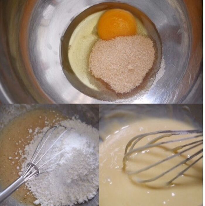 生地を混ぜる。