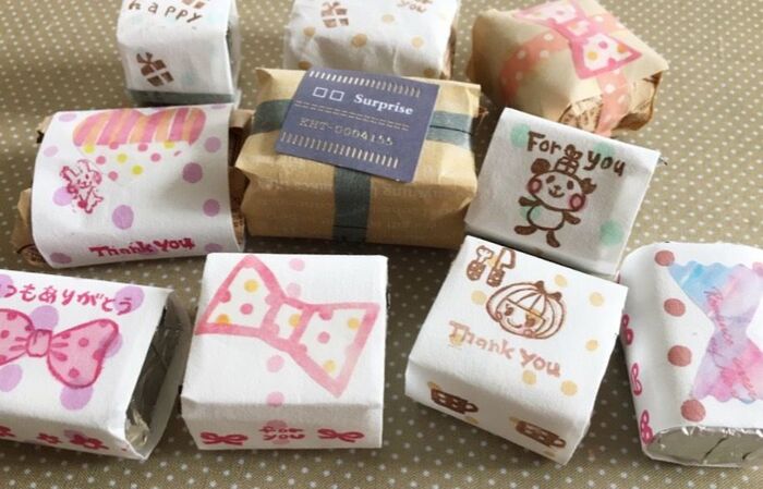 半紙で、熨斗風&10円ガム風なラッピング♪簡単可愛くお裾分け☆