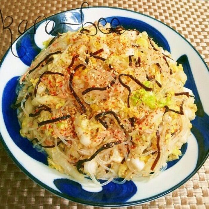 簡単ヘルシー♡ツナと白菜の浅漬けラーポン春雨サラダ