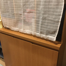 キャビネットにカーテンをつけて★脱衣所収納に活用