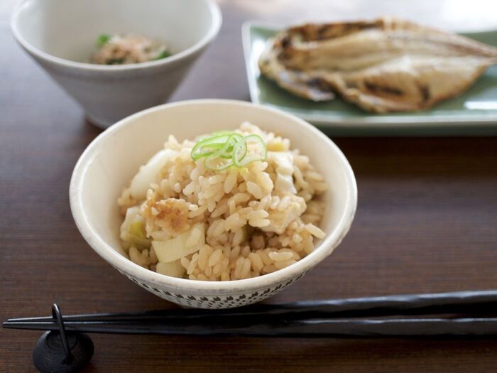 長ネギと油揚げの炊き込みご飯