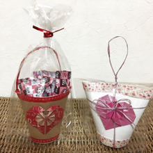 折り紙で作ったハートをつけて可愛い❤️簡単ラッピング