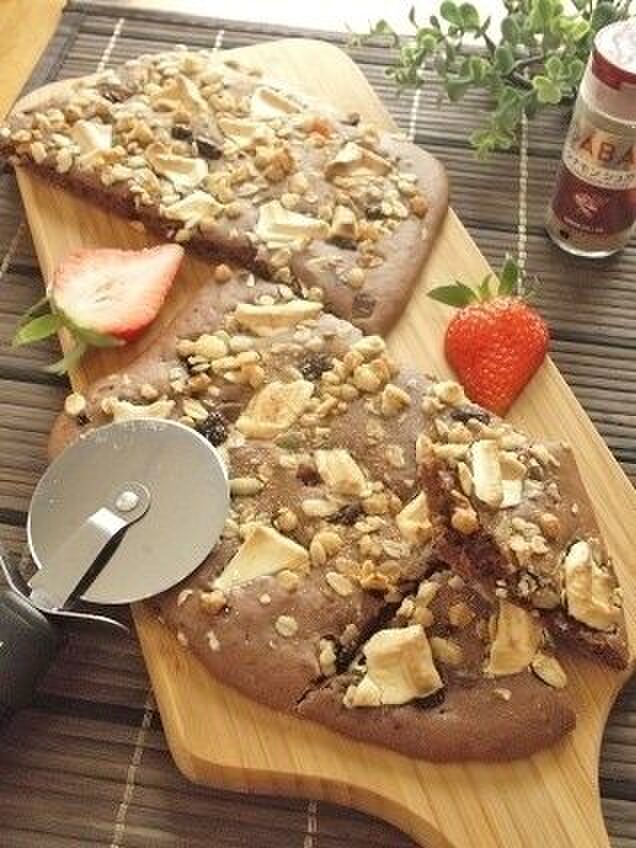 予熱完了までに生地セッティング完了♪スイーツピザ風オーブンパンケーキ