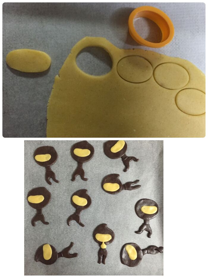 顔(プレーン生地)を楕円型で抜く