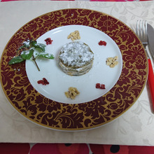 桜葉かほる、胡桃ゆべしのミルフィーユ仕立て