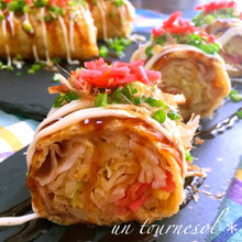 アンチエイジング効果‼ヘルシーな油揚げのお好み焼きロール