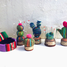 ダイソー毛糸と羊毛で♪かわいい&便利なサボテンピンクッション!