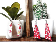 端切れの布で!リボンタッセルピアス