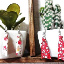 端切れの布で!リボンタッセルピアス