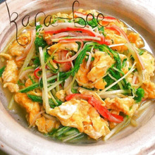 ほっこり旨いっ♡簡単5分!水菜のカニ玉煮浸し