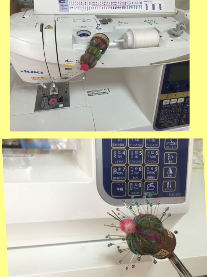 ミシンの金属部分にくっつきます