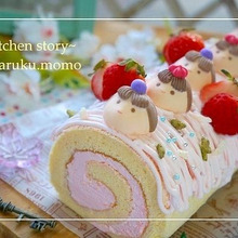 焼き立てからしっとり♪ひな祭り❤春色ロールケーキ