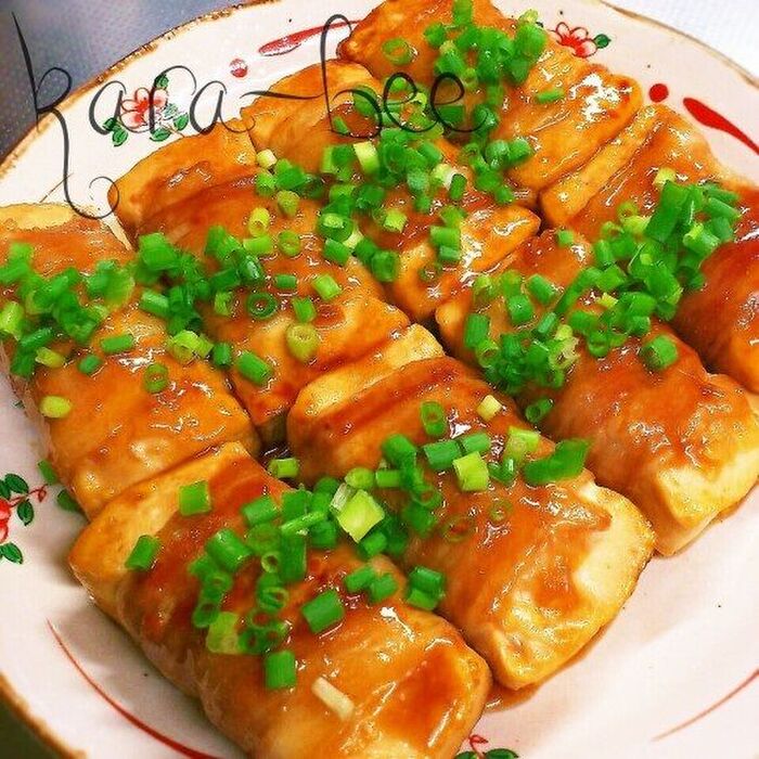 水切り不要♡肉巻き豆腐のハチミツ照り焼き