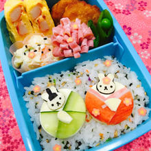 【ひな祭り】2つの型抜きの組み合わせで簡単に!うさこちゃん雛弁当