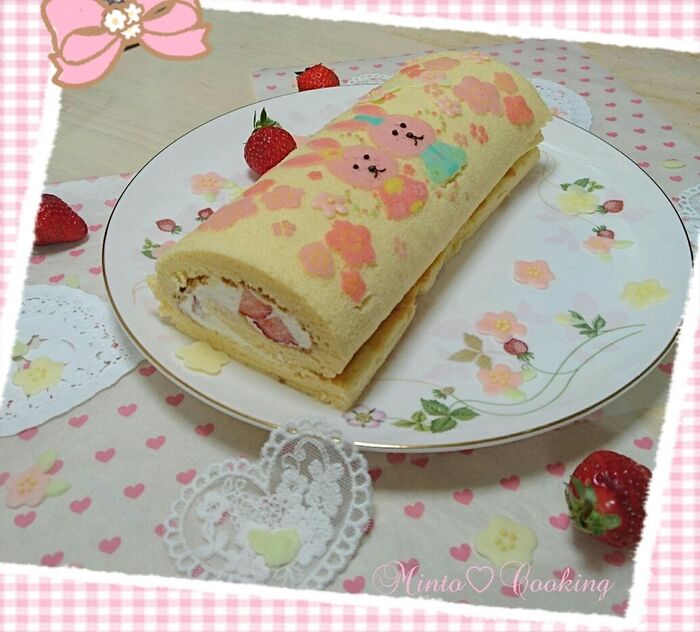 お雛様をデコロールで♡可愛いシンプルロールケーキ♡