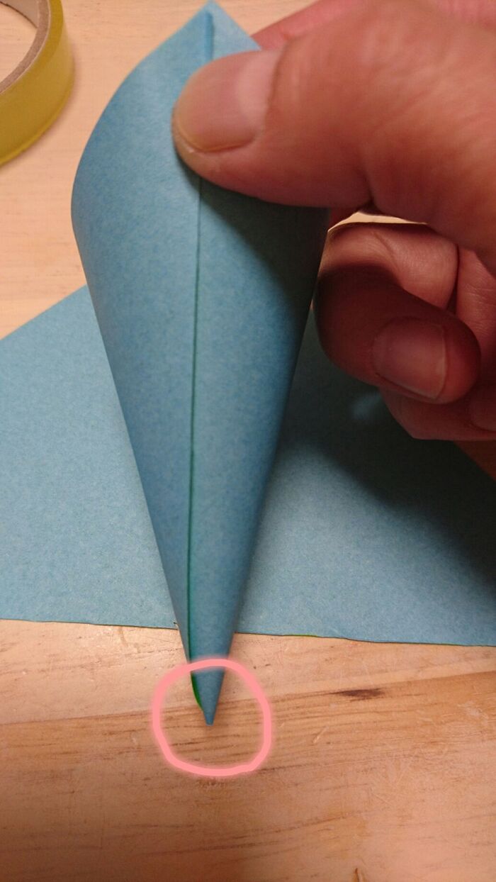 コルネの先端を尖るように締めます