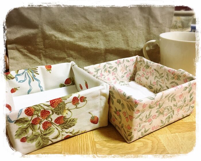 余り布とティッシュの箱で作るかわいい卓上ゴミ箱