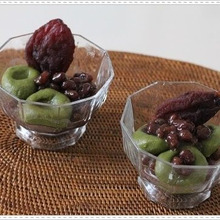 抹茶団子♪干し柿の赤ワイン煮添え☆