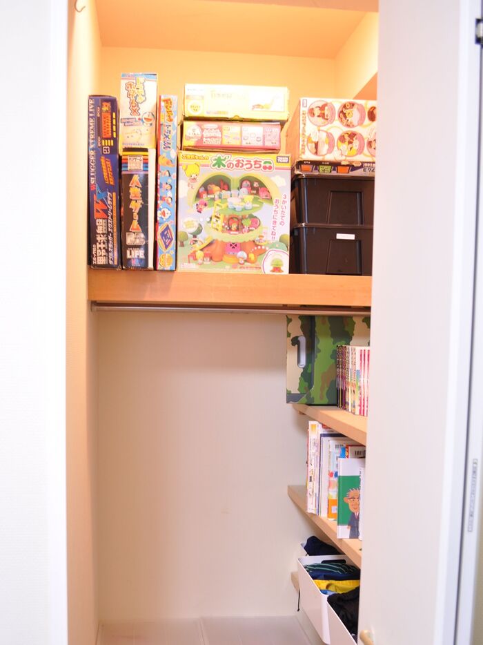 箱物のおもちゃは、置き場所に困ります。