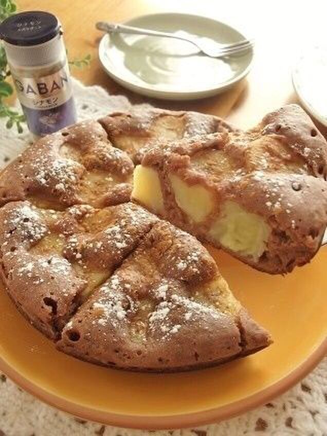 バリっ&ふんわり&トロ~リ♪シナモンバナナ 蒸し揚げパンケーキ