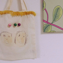 毛糸とウッドビーズで素材感をプラス☆無印良品マイバッグリメイク