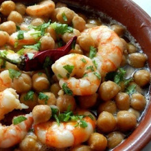 ホクホクっとひよこ豆とプリプリっとエビのアヒージョ