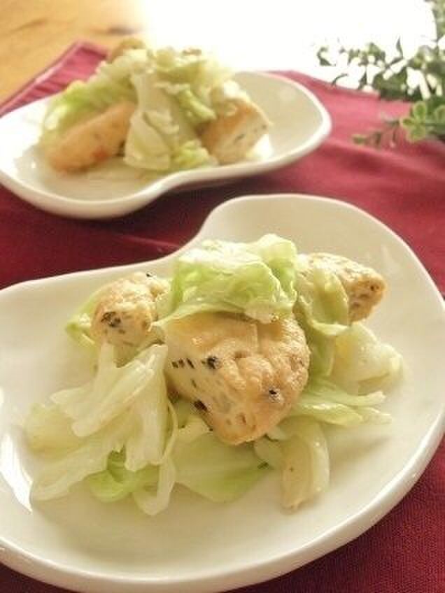 やみつき副菜♪キャベツとがんもの柚子胡椒マヨ和え