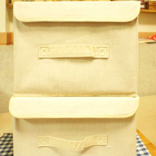 ?スッキリ収納★ダイソー ナチュラルな布製 フタ付 収納BOX