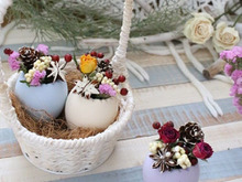 セリア*ココナッツファイバーで鳥の巣風アレンジ