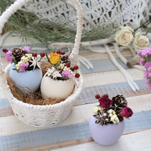 セリア*ココナッツファイバーで鳥の巣風アレンジ