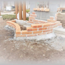 レンガで造る花置き台?♪小テラスの枠組みの造り方♪