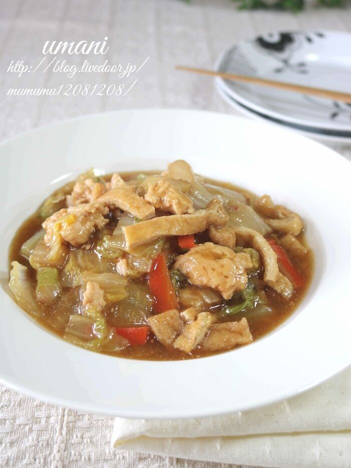 ヘルシーメニュー・白菜の餡掛け旨煮。